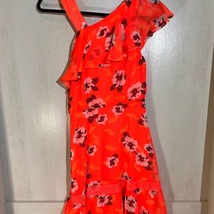 Fluorescent orange floral sundress size 6